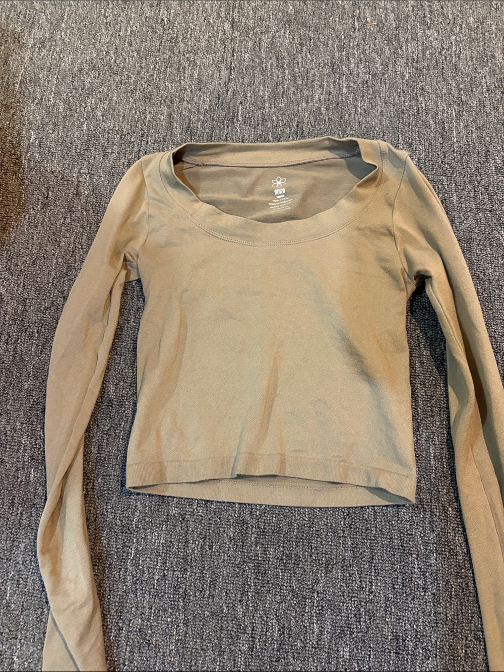 Aura Olive Scoop Neck Long Sleeve Top